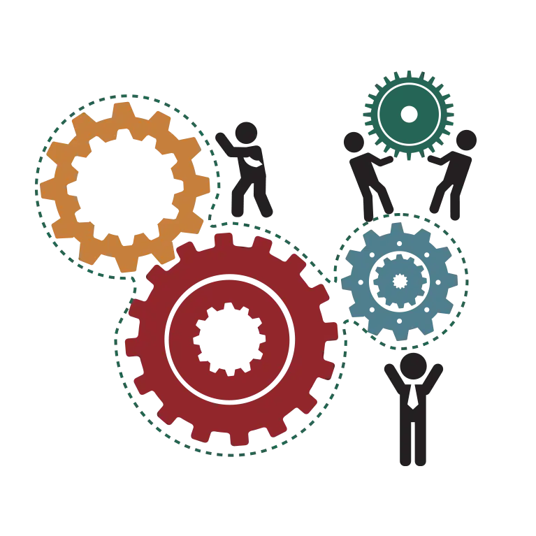Teamwork Symbol with Gears