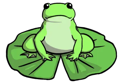 Cartoon Green Frog on Lily Pad