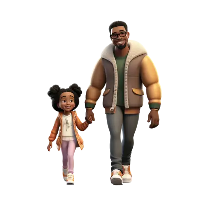 Father and Daughter Walking Together