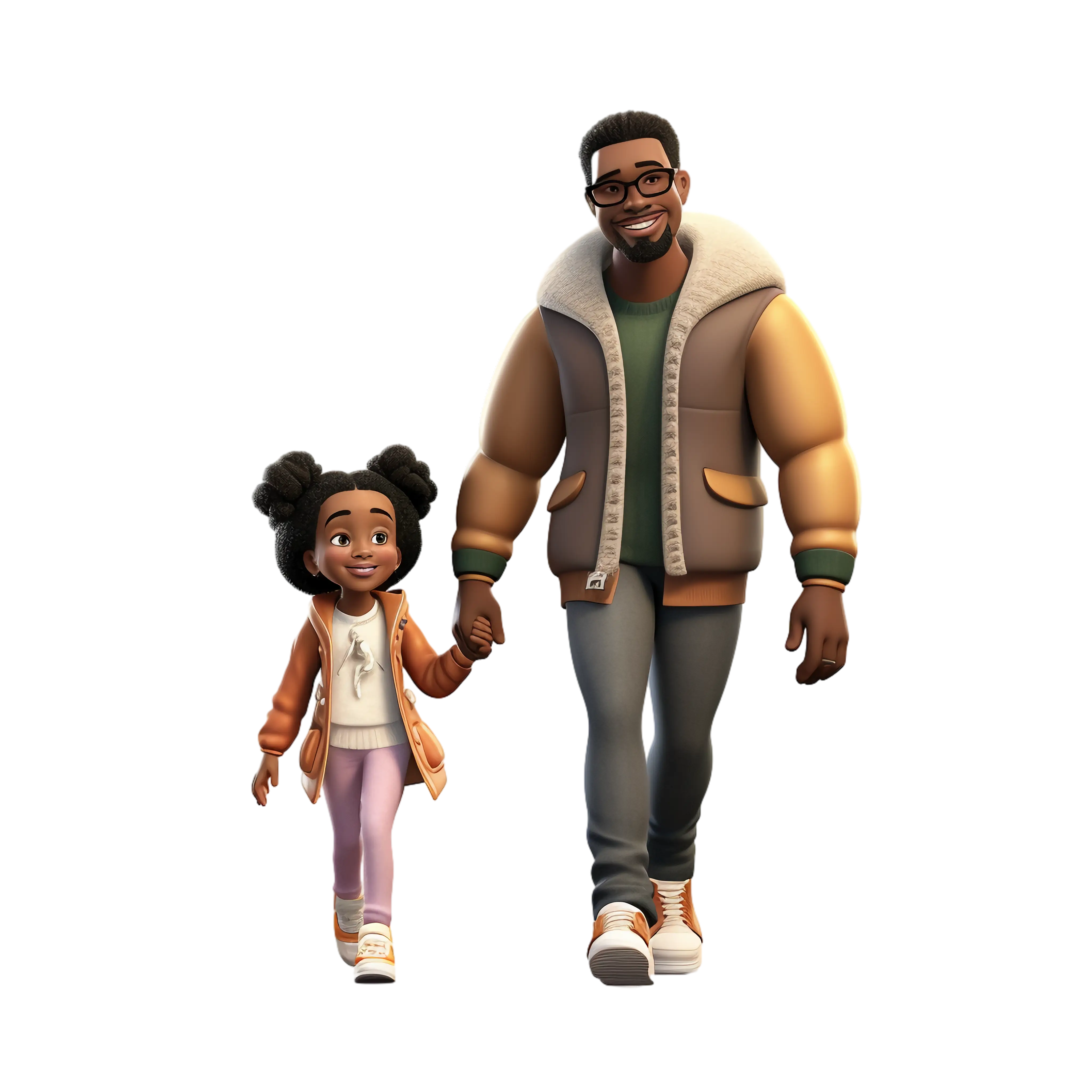 Father and Daughter Walking Together