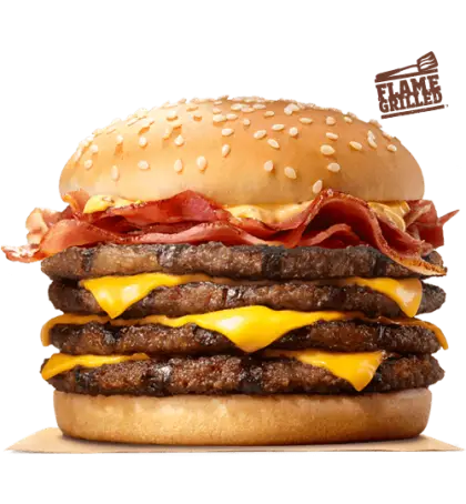 Delicious Triple Cheeseburger with Bacon and Cheese