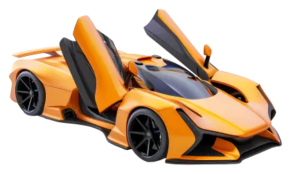 Orange Sports Car with Open Doors