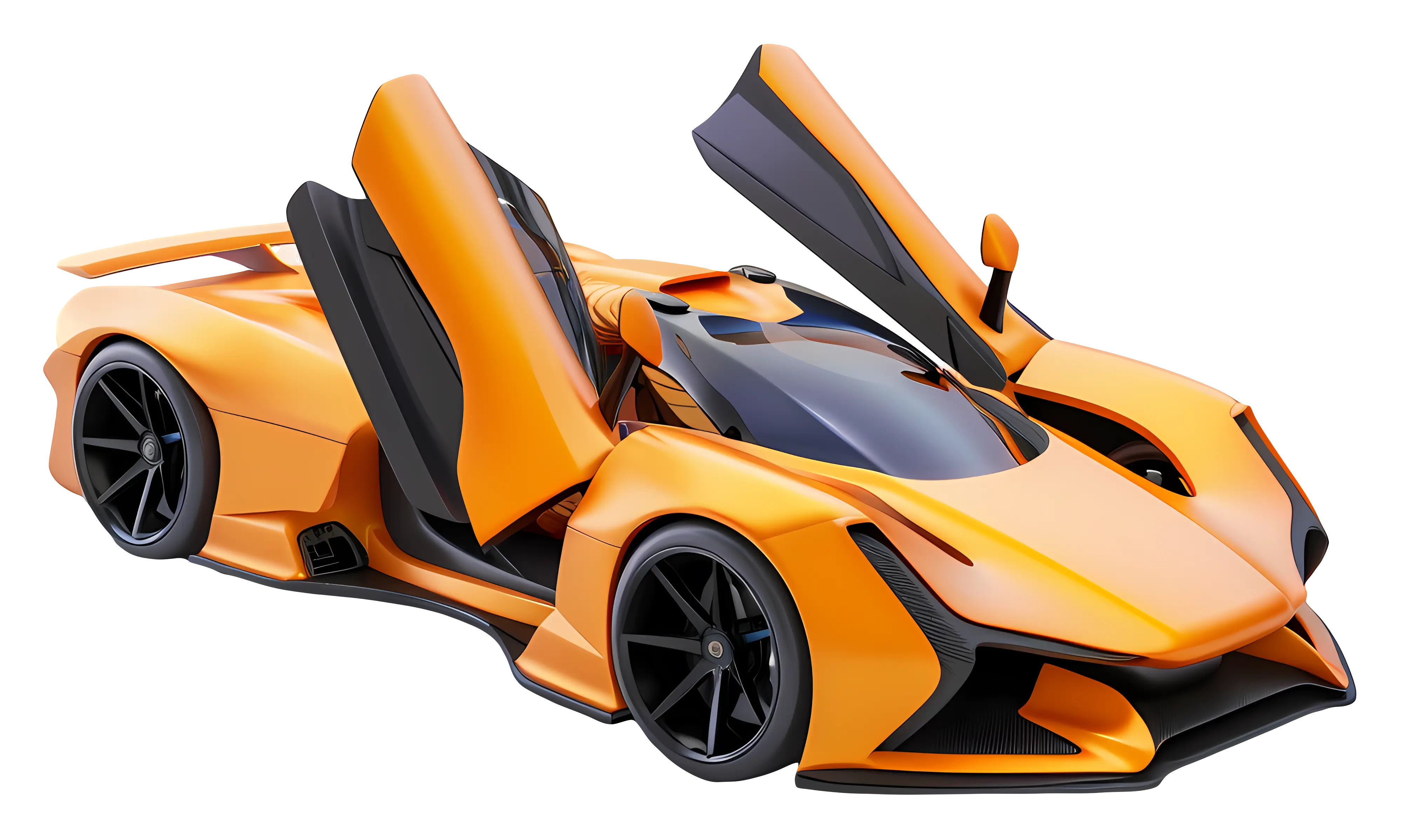Orange Sports Car with Open Doors