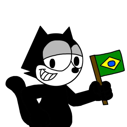 Cartoon Cat Holding Brazilian Flag