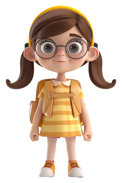 Cute Girl with Glasses and Backpack