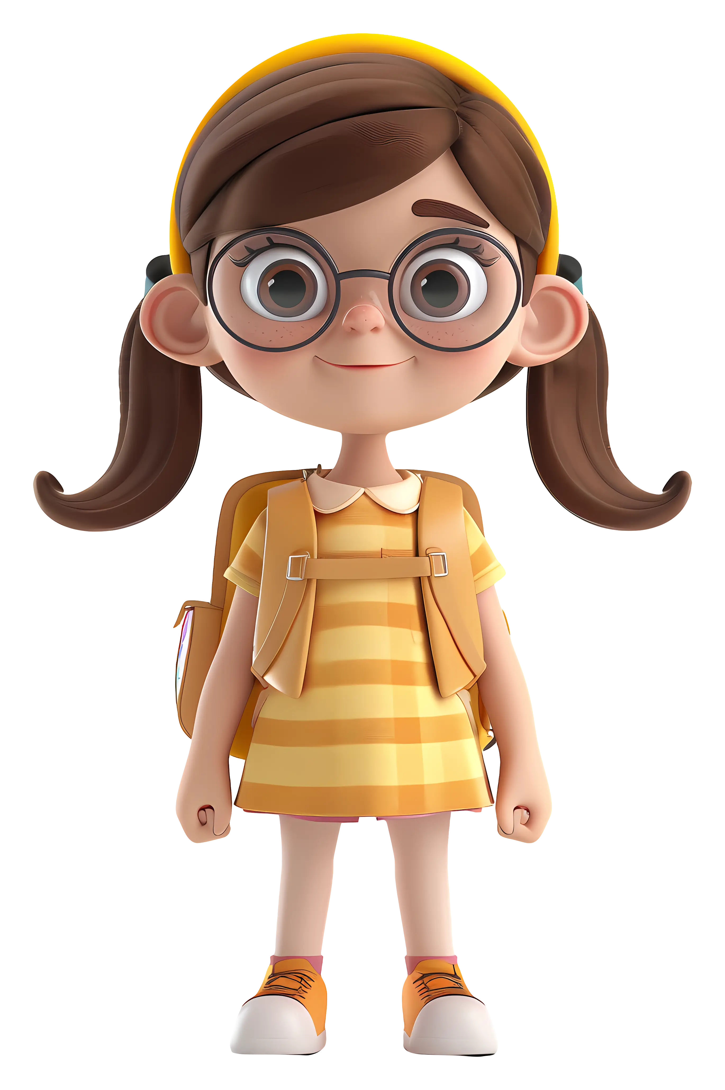 Cute Girl with Glasses and Backpack