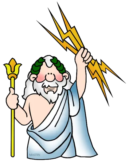 Cartoon Zeus with Lightning