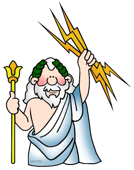 Cartoon Zeus with Lightning