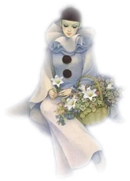 Clown Holding Flowers Basket