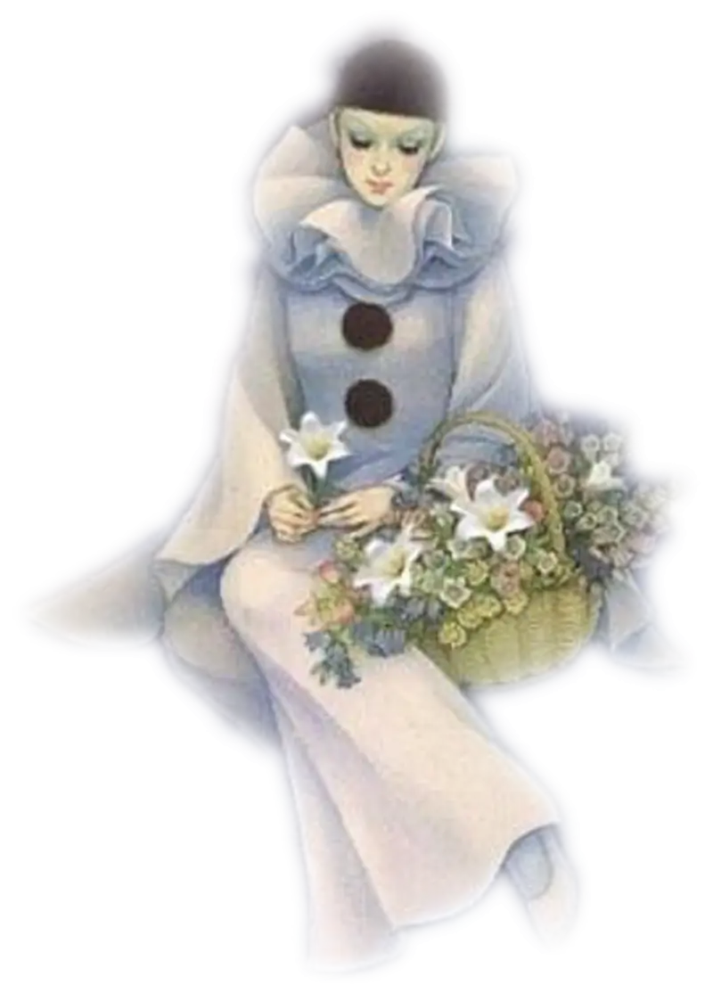 Clown Holding Flowers Basket