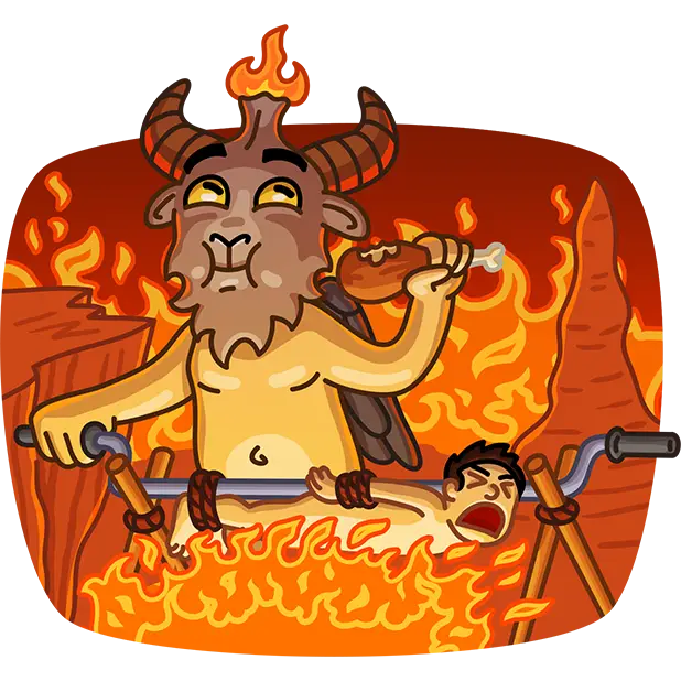 Cartoon Demon Cooking Over Fire