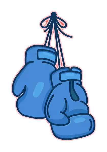 Pair of Blue Boxing Gloves Hanging