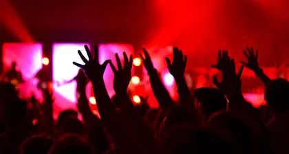 Concert Crowd with Raised Hands
