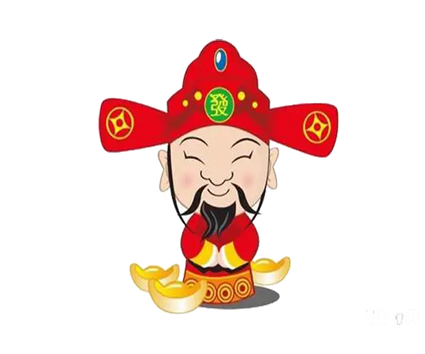 Chinese God of Wealth Cartoon for Festive Celebrations