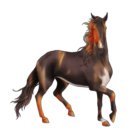 Dark Brown Horse in Artistic Illustration