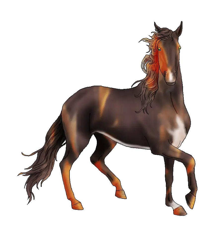Dark Brown Horse in Artistic Illustration
