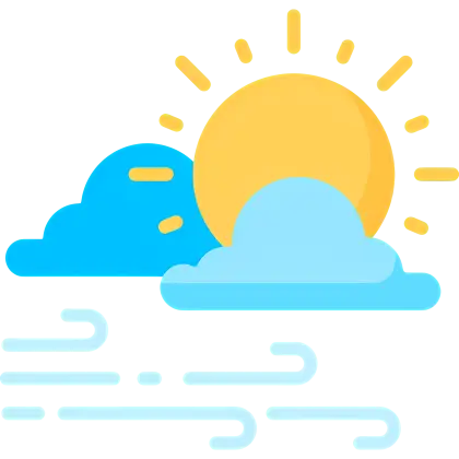 Sun and Clouds with Wind Weather Icon