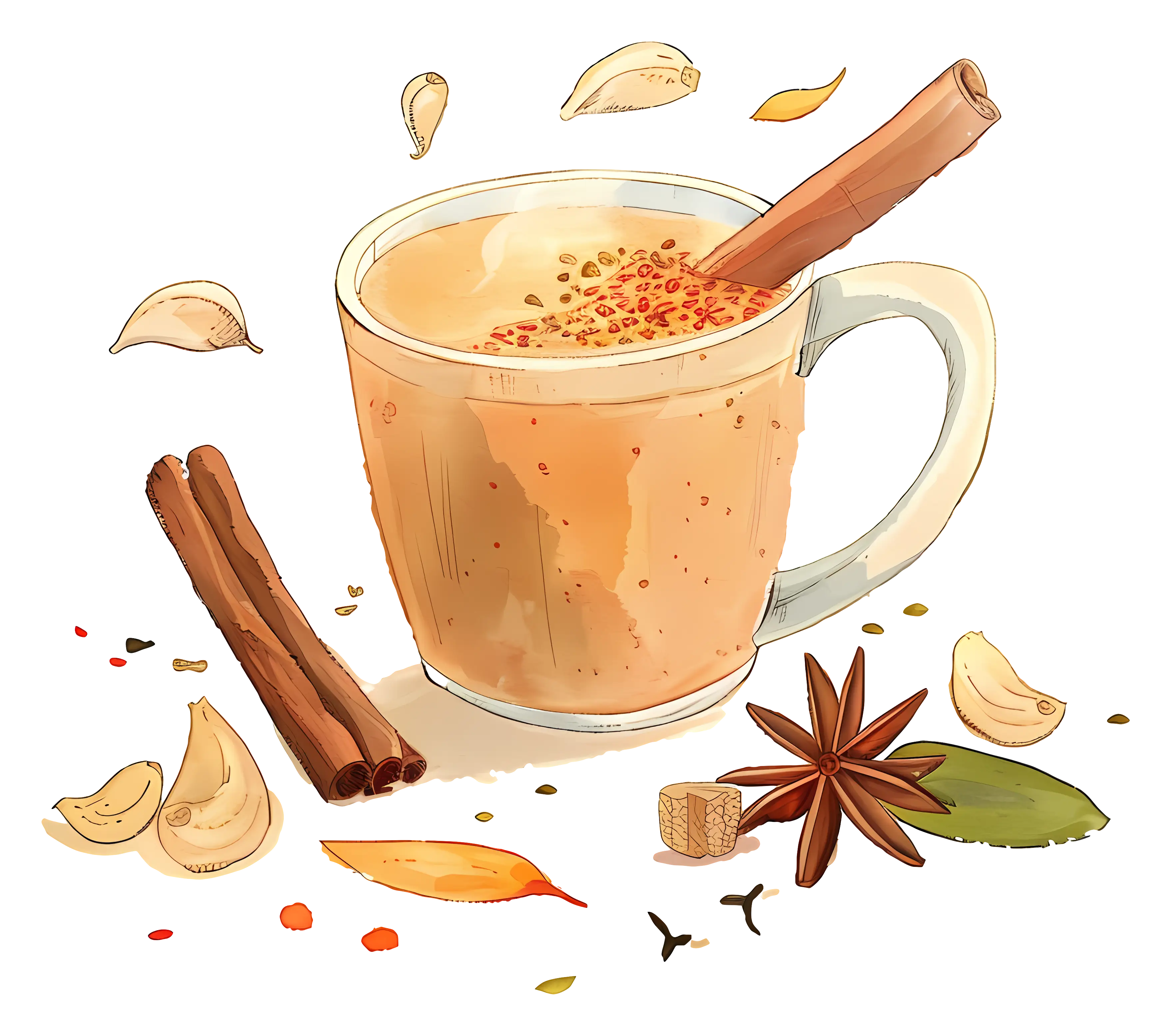 Spiced Chai Drink with Decorative Spices