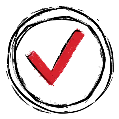 Red Check Mark in Rough Sketched Circle