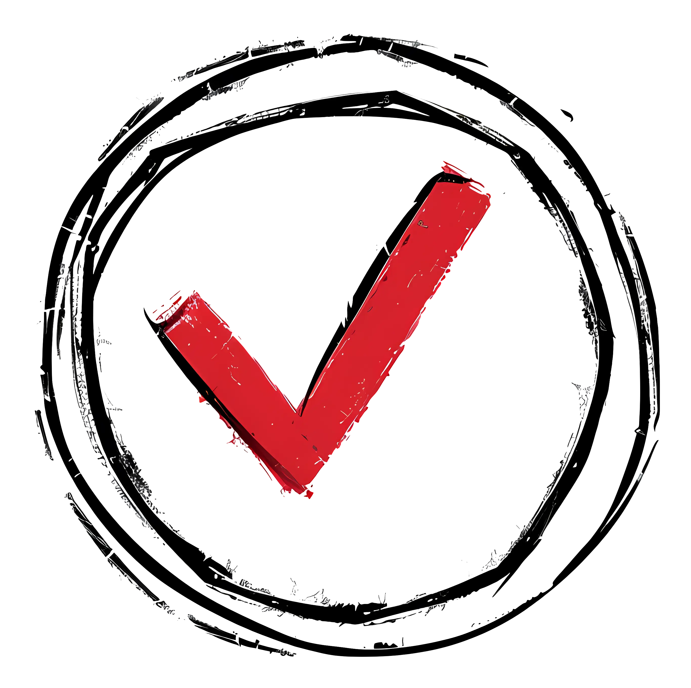 Red Check Mark in Rough Sketched Circle