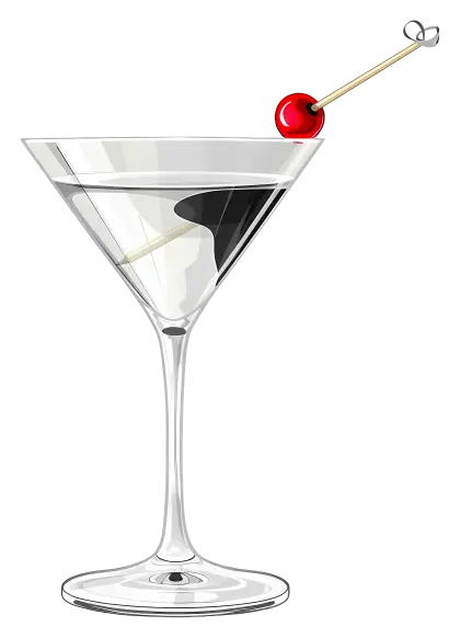 Martini Glass with Cherry Illustration