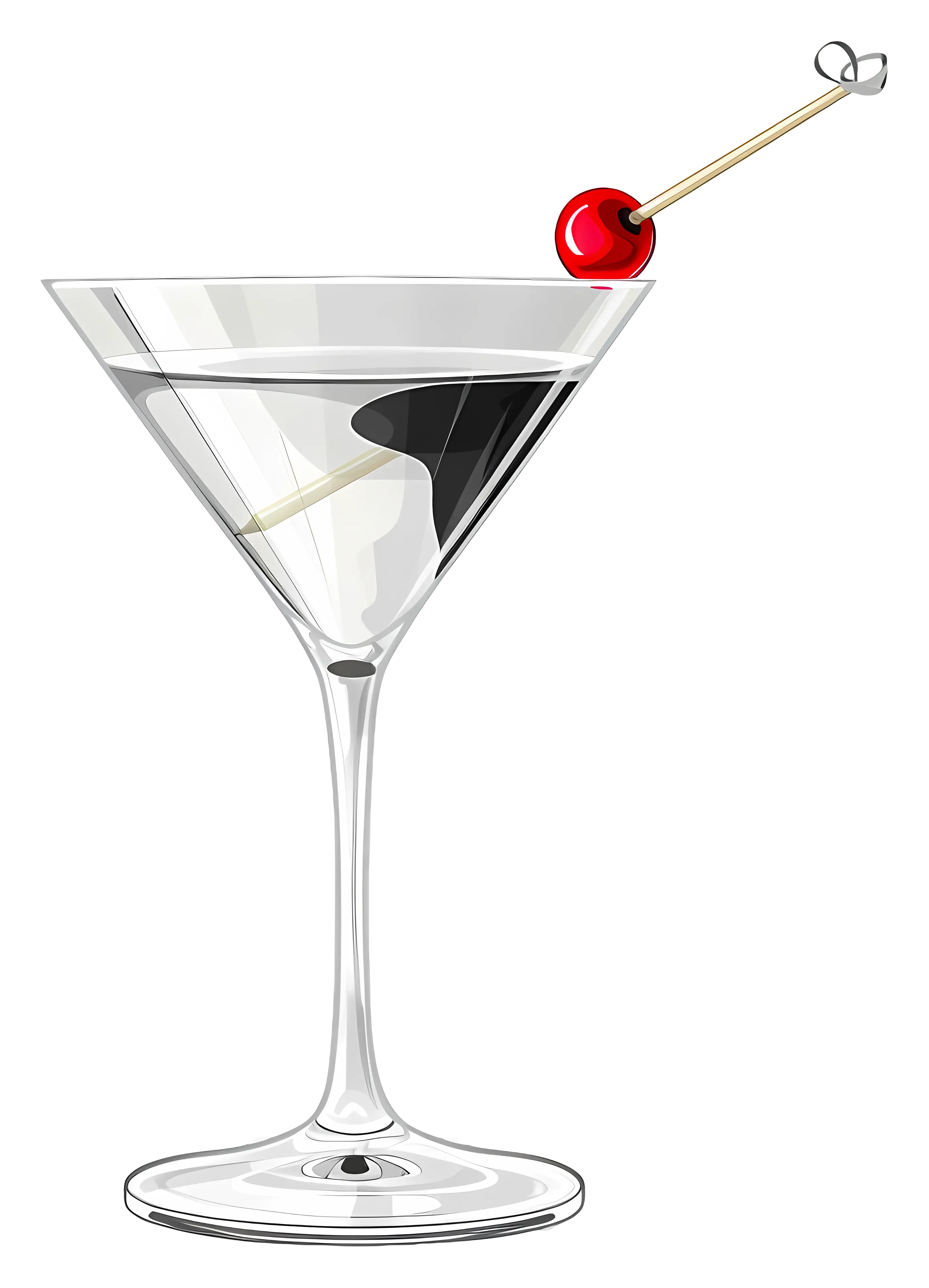 Martini Glass with Cherry Illustration