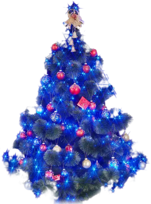 Brightly Decorated Christmas Tree with Ornaments