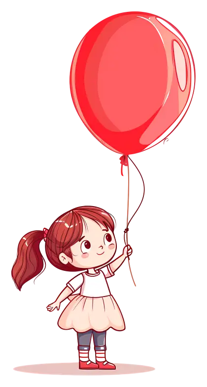 Cute Girl with Red Balloon