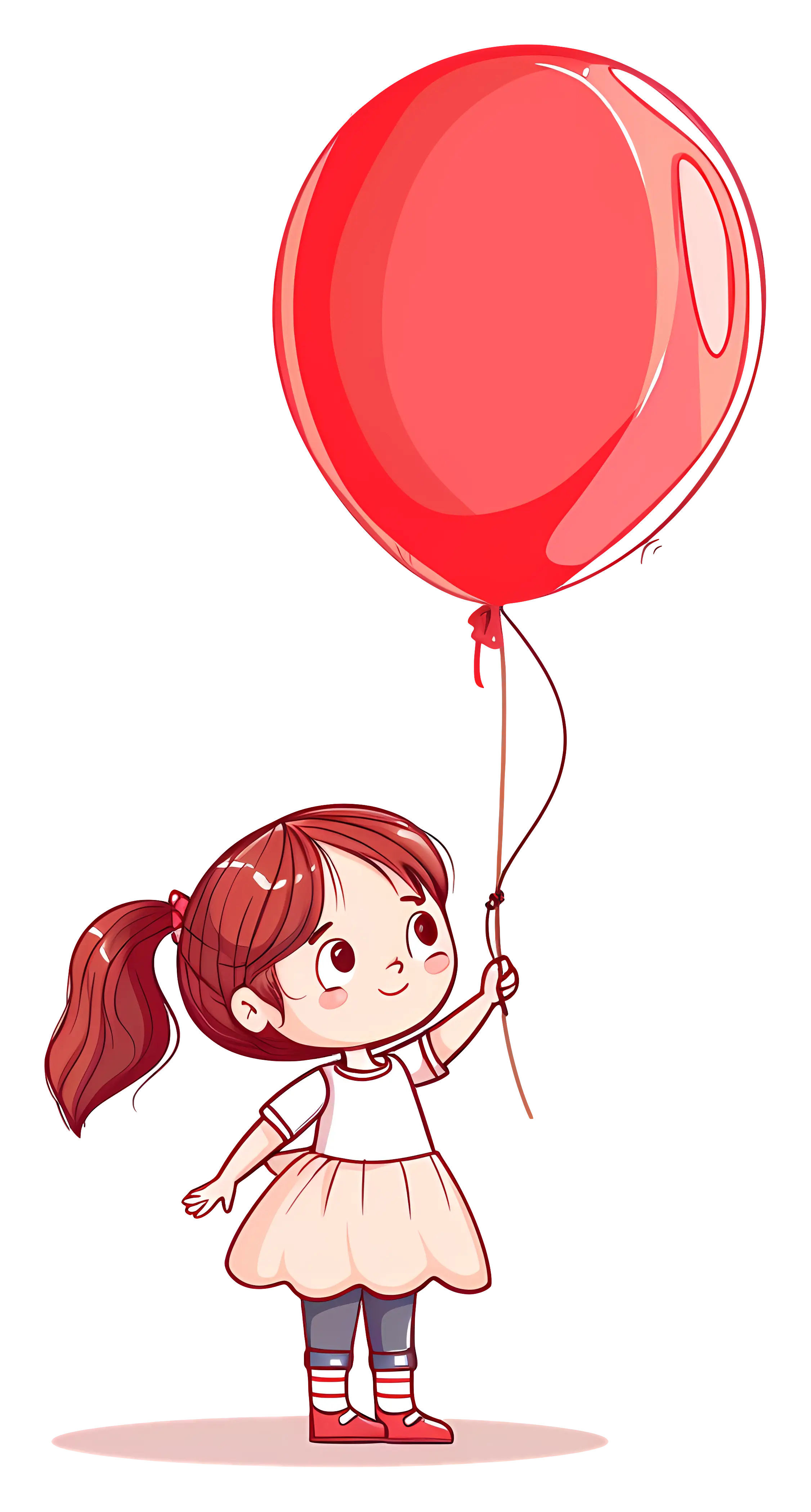 Cute Girl with Red Balloon
