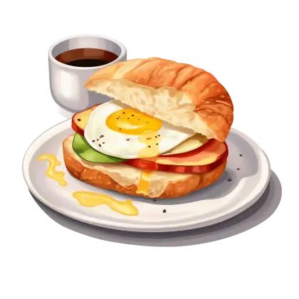 Breakfast Sandwich with Coffee