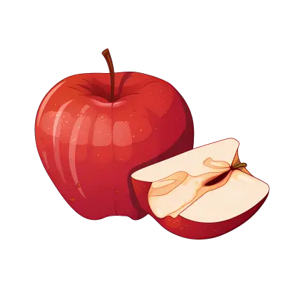Red Apple and Apple Slice Illustration