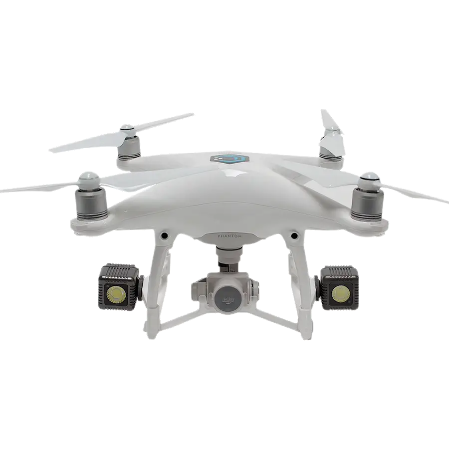 White Drone with Camera and Propellers