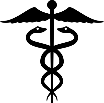 Black Medical Caduceus Symbol