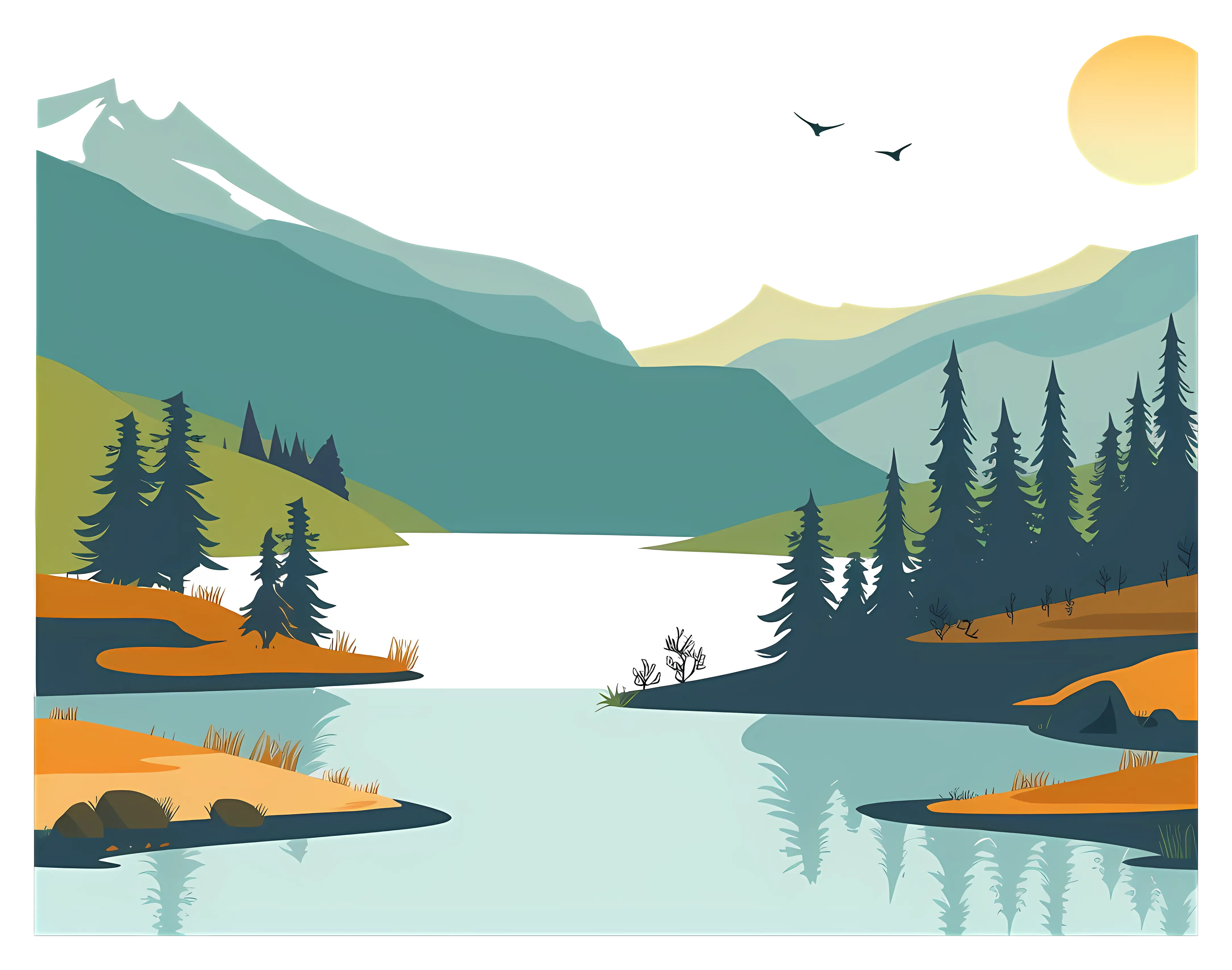 Beautiful Mountain Lake Landscape