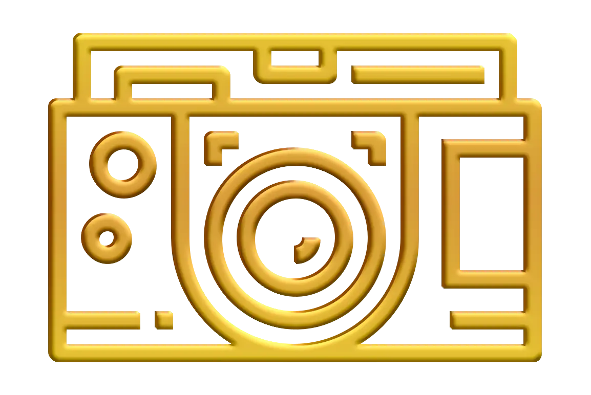 Golden Camera Icon for Design