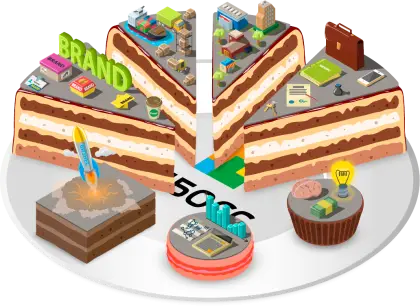 Illustrated Cake with Various Toppings