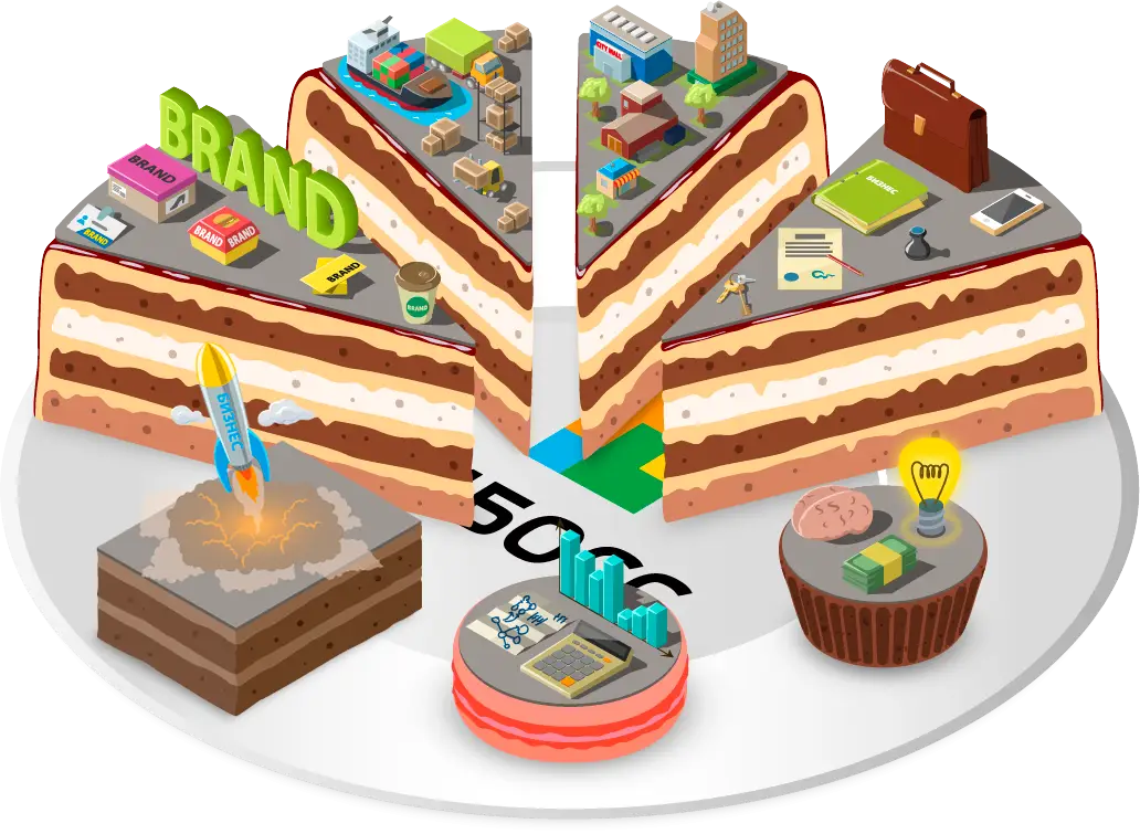 Illustrated Cake with Various Toppings