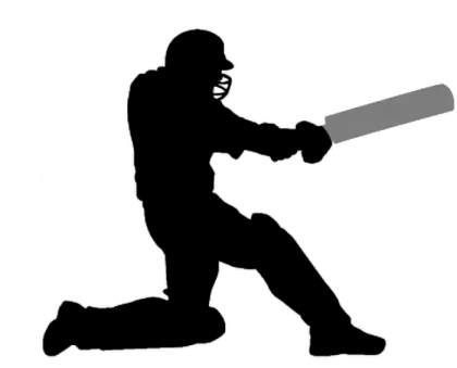 Silhouette of a Cricket Player Swinging Bat