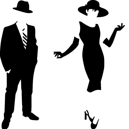 Silhouette Couple in Fashionable Attire