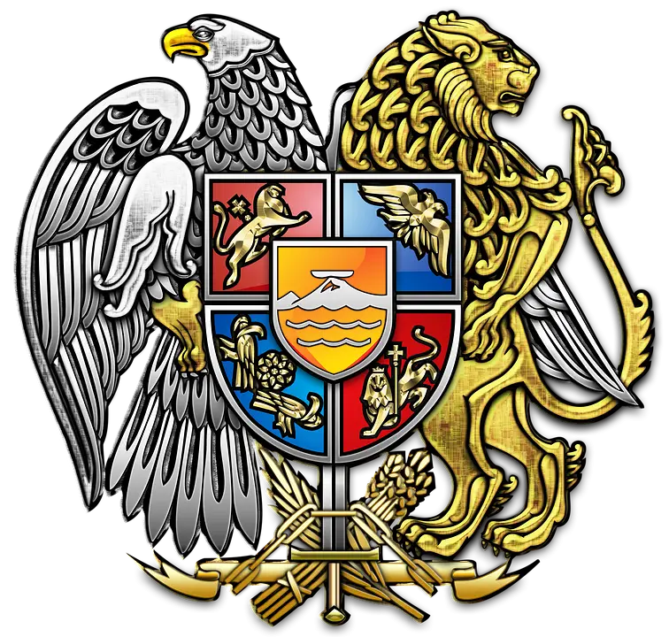 Ornate Heraldic Emblem with Eagle and Lion Design