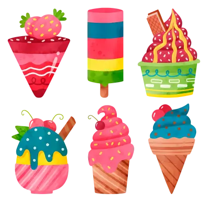Colorful Ice Cream Desserts