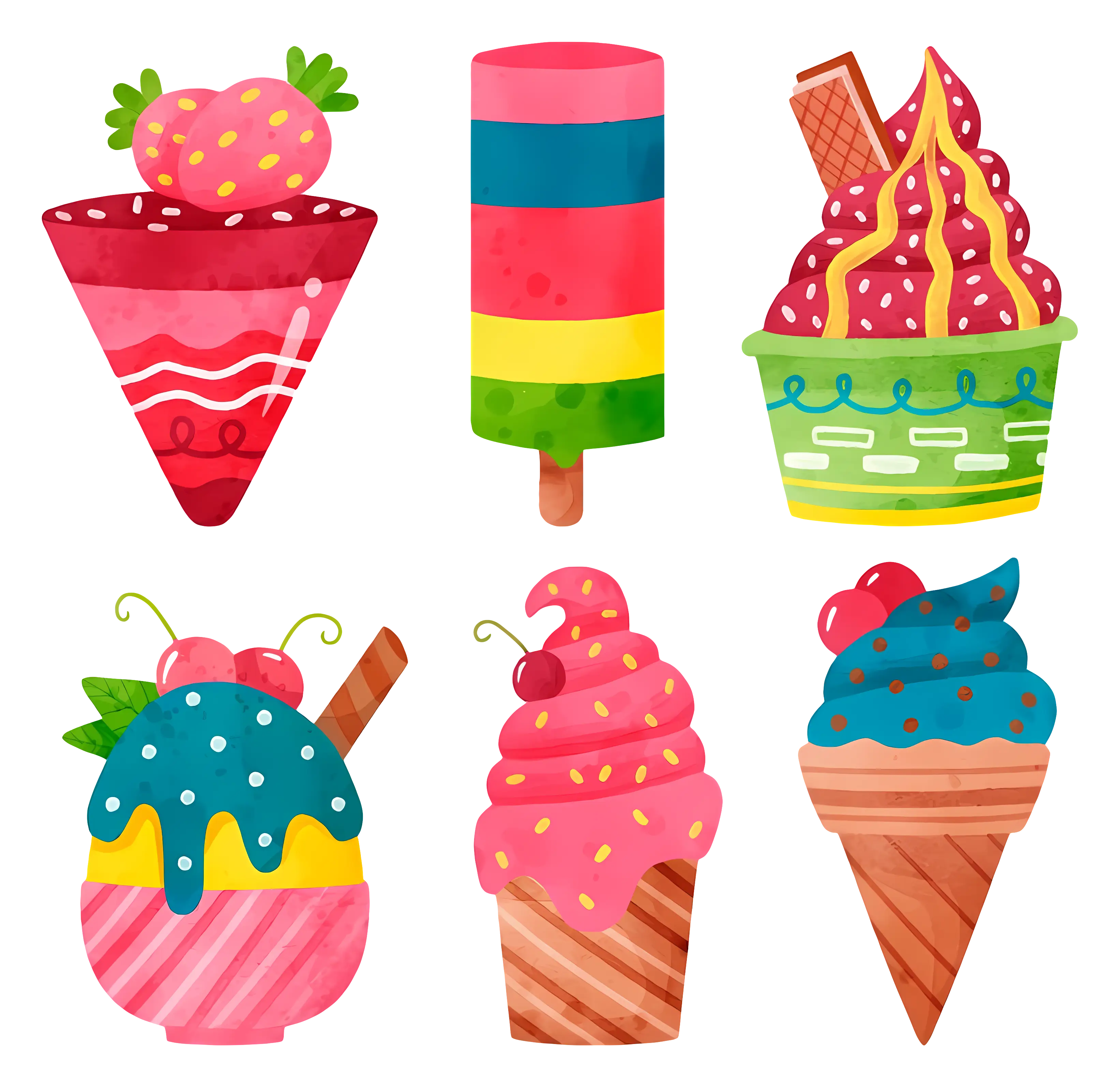 Colorful Ice Cream Desserts