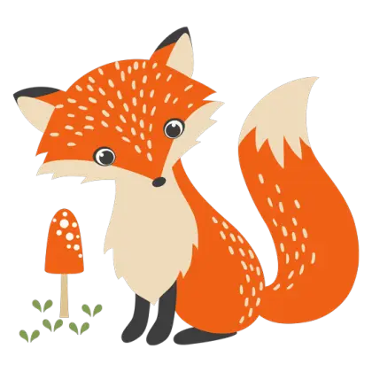 Cute Cartoon Orange Fox Illustration