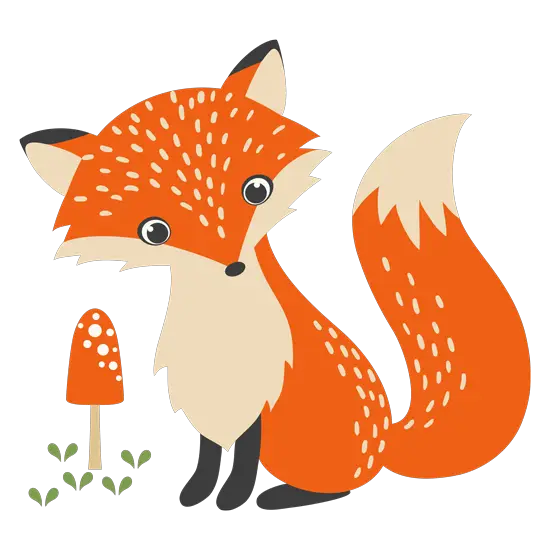 Cute Cartoon Orange Fox Illustration