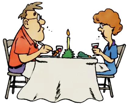 Cartoon Dinner Scene with Candlelight