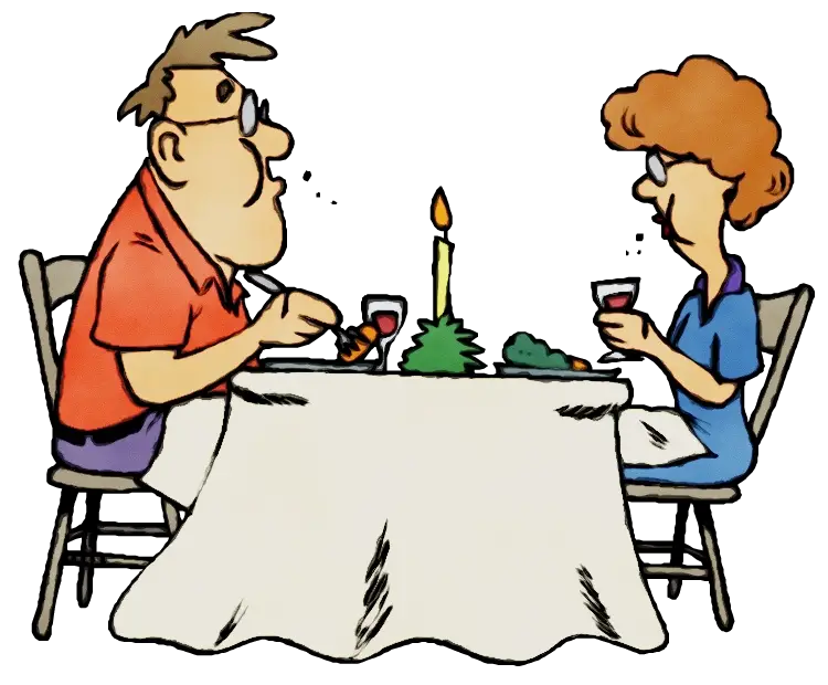 Cartoon Dinner Scene with Candlelight
