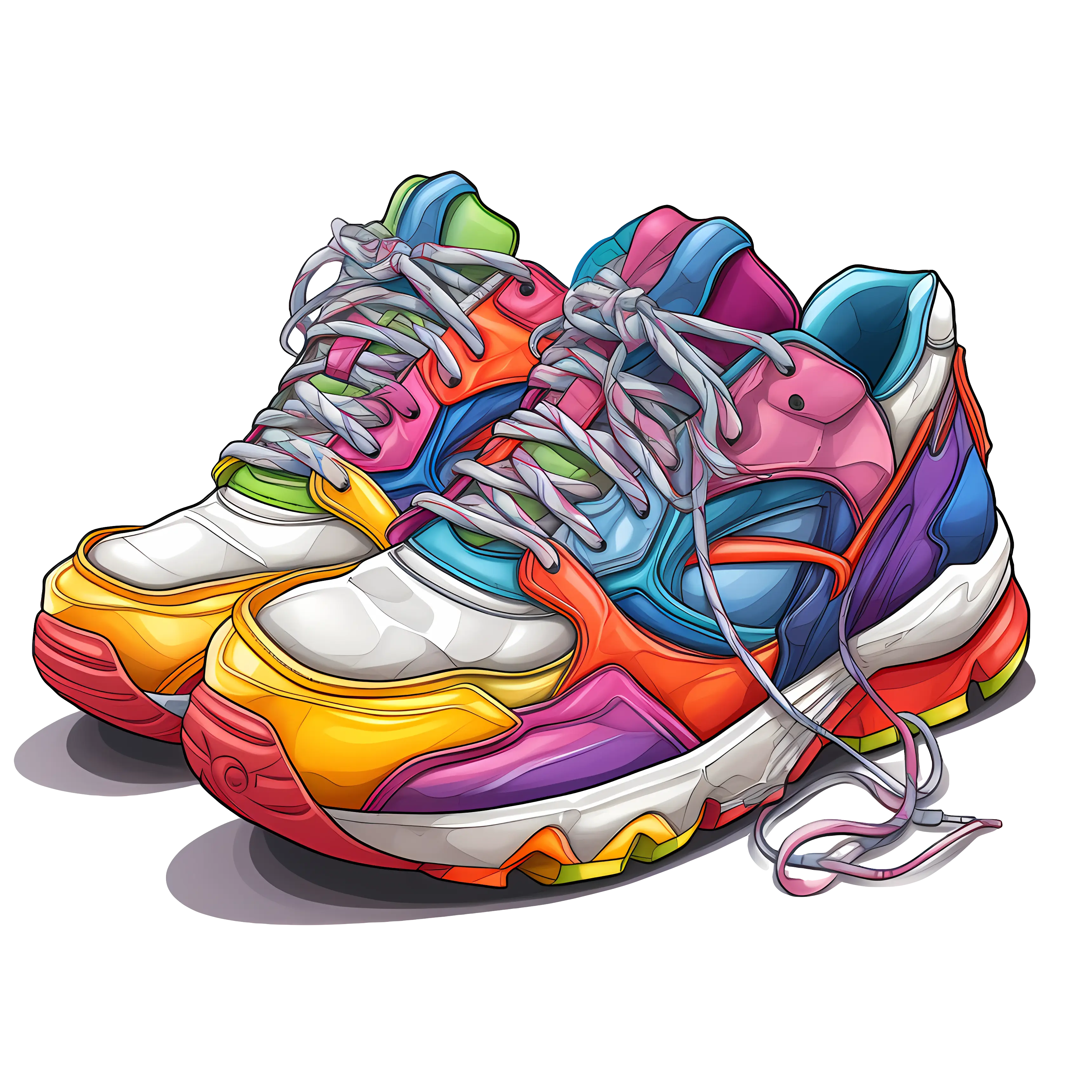 Vibrant Colorful Sneakers Illustration