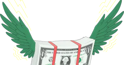 Flying Money with Green Wings