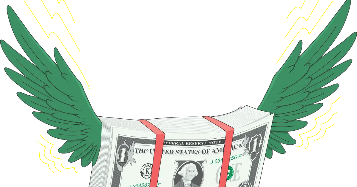 Flying Money with Green Wings