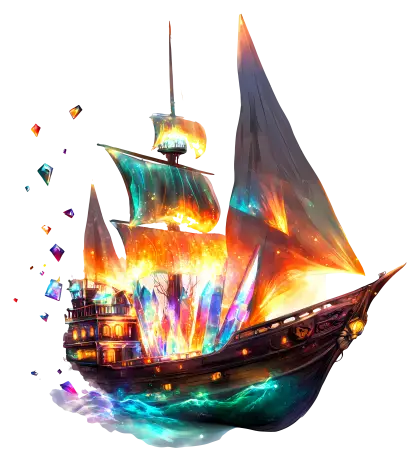Colorful Fantasy Ship Illustration